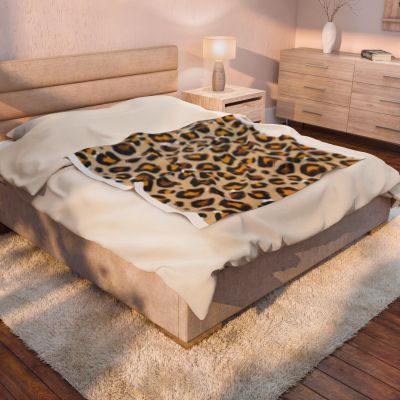 Leopard Print Velveteen Plush Blanket | Animal Print Cozy Throw
